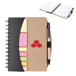 Hard Cover Notebook With Pen, Flags & Sticky Notes