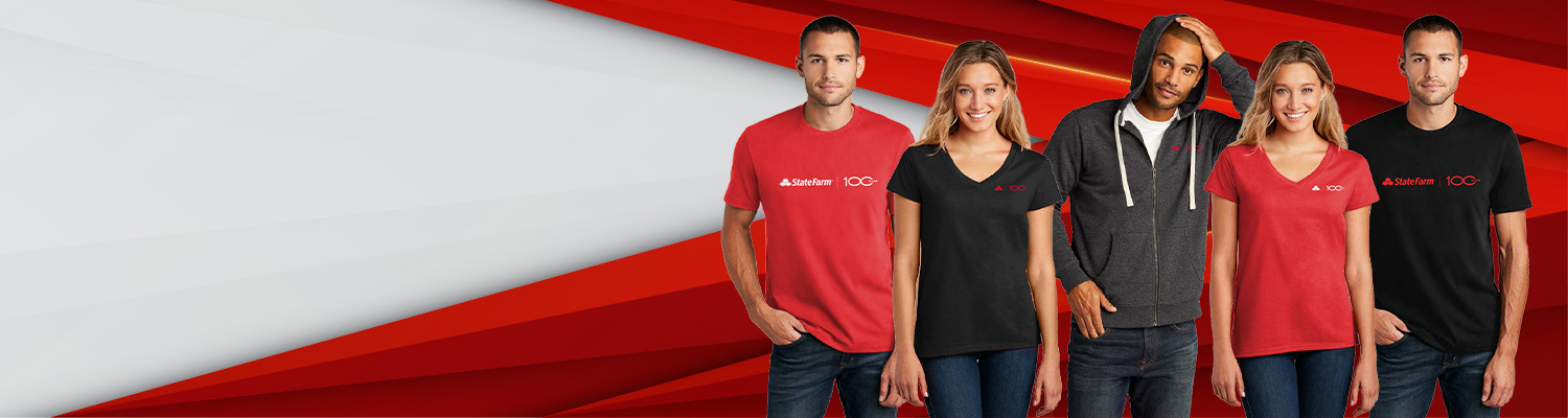 Group of models wearing State Farm apparel